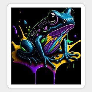 Splash Art of a Cute Colorful Frog Sticker